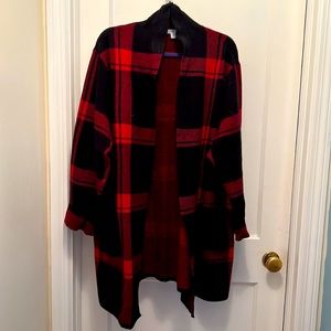 Jjill sweater. Red and black plaid. Size 2x.